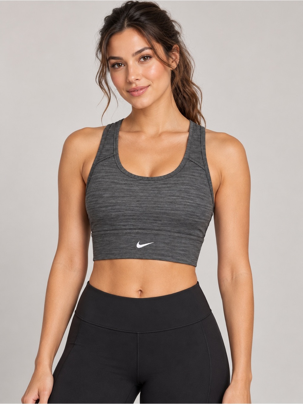 Nike Dri FIT Gray Longline Racerback Sports Bra Women Medium